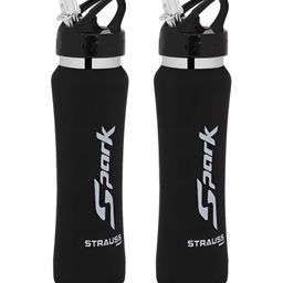 STRAUSS Black 2 Pieces Stainless Steel Solid Water Bottle-image-10