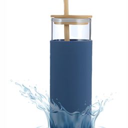 WELOUR Blue & Transparent Glass Water Bottle 450 ml-image-25