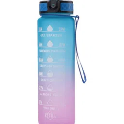Kuber Industries Blue & Pink Set of 2 Plastic Printed Water Bottle-image-75