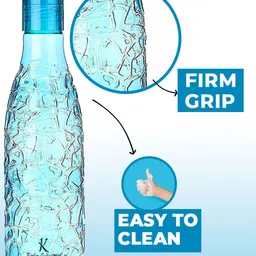 Kuber Industries Pack of 4 Blue Textured Ice Cut Water Bottle-41
