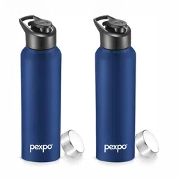 Pexpo Navy Blue 2 Pieces Stainless Steel Water Bottle With Steel & Sipper Cap 1 L Each-image-7