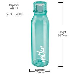Milton Set Of 3 Name Tag 1000 BPA Free & Leak Proof Water Bottles 958ml Each image 3
