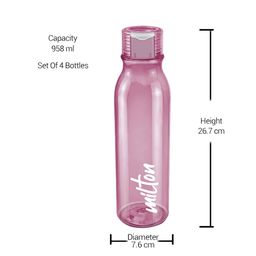 Milton Set of 4 Name Tag BPA Free Leak Proof Pet Water Bottle 1 Litre Each image 2