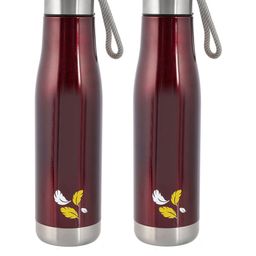 Kuber Industries Set Of 2 Maroon Solid Stainless Smart Wall Vacuum Insulated Water Bottles-18