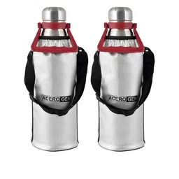 Kuber Industries Set Of 2 Silver-Toned Solid Stainless Steel Water Bottles-4