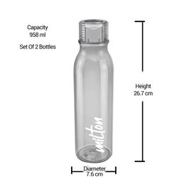 Milton Set Of 2 Name Tag Pet BPA Free Leak Proof Water Bottles 1 Litre image 3