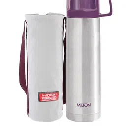 Milton Purple Glassy 1000 Thermosteel Bottle with Drinking Cup Lid 1 Litre image 2
