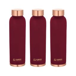 Kuber Industries Maroon & Copper-Toned Set of 3 Copper Solid Water Bottle-image-33