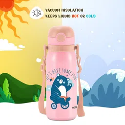 Milton Pink Companion 450 Insulated One Click Open Flip Lid Water Bottle with Straw 435ml image 3