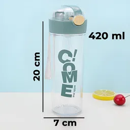Kuber Industries Transparent & Green Set of 2 Plastic Printed Water Bottle image 5