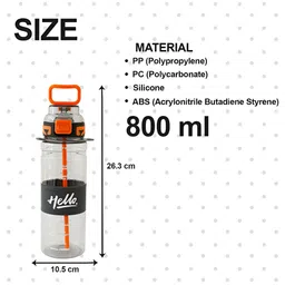 Kuber Industries Black & Transparent Single Plastic Printed Water Bottle image 4