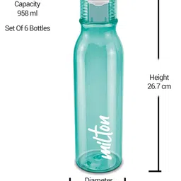 Milton Set of 6 BPA Free & Leak-Proof Name Tag Water Bottles 1L each image 3