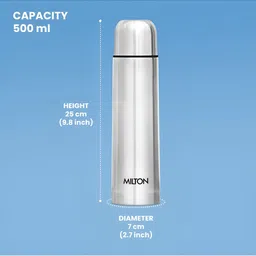 Milton Eco-Flip 500 Silver-Toned Thermosteel Bottle 500 ml image 2