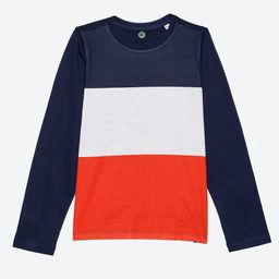 YK Boys Navy Blue & White Colourblocked Striped T-shirt-image-48