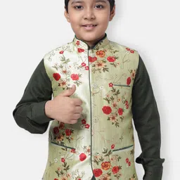 NAMASKAR Boys Nehru Green Jacket-31