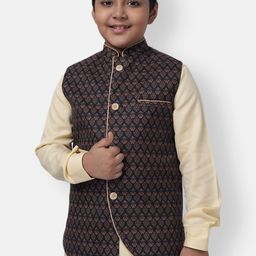 NAMASKAR Boys Black Woven Design Nehru Jacket-picture-30