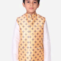 NAMASKAR Boys Peach Woven Design Nehru Jacket-picture-53