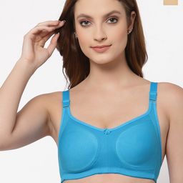 Floret Pack of 2 Turquoise Blue & Beige Solid Minimizer Bras-picture-29