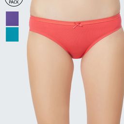 SOIE Pack of 3 Mid Rise Medium Coverage Solid Colour Cotton Stretch Briefs-15