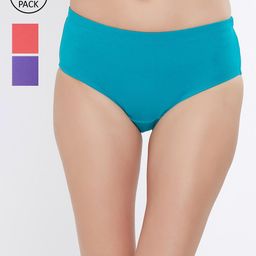 SOIE Women High Rise Full Coverage Solid Colour Cotton Stretch Hipster Briefs (Pack of 3)-image-40