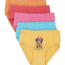 Bodycare Kids Girls Pack Of 5 Assorted Minnie Mouse Printed Cotton Mid-Rise Hipster Briefs-46