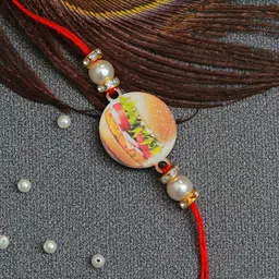 The Magic Wand Boys Red & White Stone Studded & Beaded Rakhi-image-82