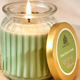 Home Centre Green Refresh Sea Breeze Scented Ribbed Jar Candle-44