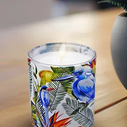 Kookee White and Blue Wax Scented Candle in Glass Jar-0