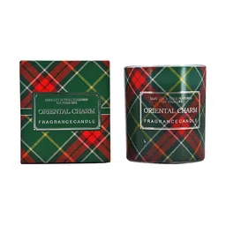 Kookee Red & Green Checked Printed Lead Free Wick Scented Jar Candle image 2