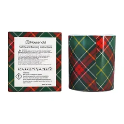 Kookee Red & Green Checked Printed Lead Free Wick Scented Jar Candle image 3
