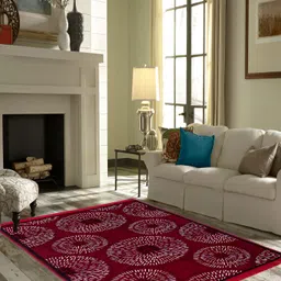 ZESTURE Maroon Ethnic Motifs Regular Carpet-30