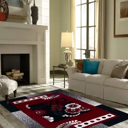 ZESTURE Maroon & Black Abstract Printed Carpet-6