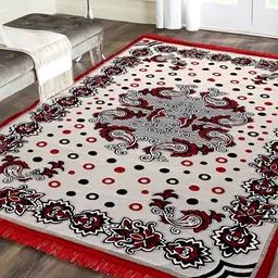 ZESTURE Maroon Ethnic Motifs Regular Carpet-11