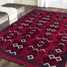 ZESTURE Maroon Abstract Printed Carpet-48