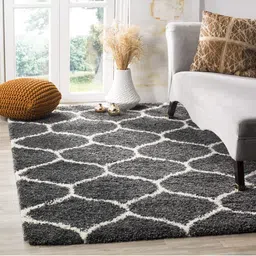 IMRA CARPET Grey Floral Shaggy Carpet-picture-33