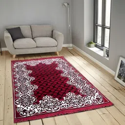 ZESTURE Maroon Printed Carpet-17