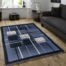 ZESTURE Black & Grey Geometric Printed Carpet-27