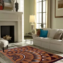 ZESTURE Brown Geometric Printed Carpet-24
