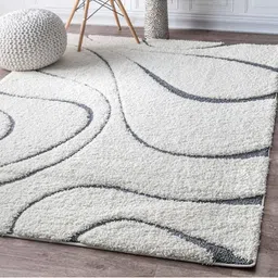 IMRA CARPET Grey Floral Shaggy Carpet-picture-29
