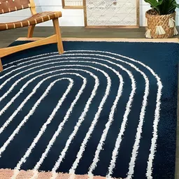 Shopgallery Navy Blue Geometric Anti-Skid Carpet-picture-11