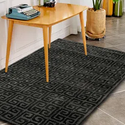 Saral Home Charcoal Grey Self-Design Cotton Rectangular Carpet image 1