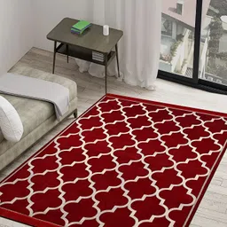 Sparrow world Maroon Printed Chennille Carpet-70