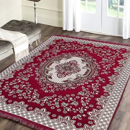Sparrow world Maroon Printed Chennille Carpet-37