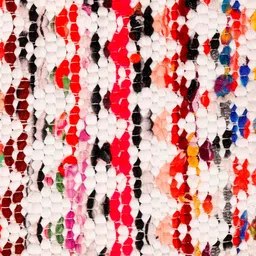 HANDICRAFT PALACE White & Red Braided Cotton Rectangular Carpet image 3
