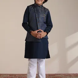 Manyavar Boys Regular Kurta and Pyjama With Jacket-35