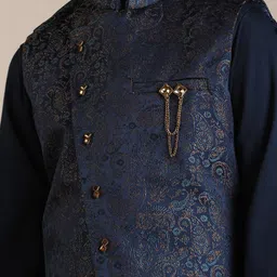 Manyavar Boys Regular Kurta and Pyjamas with Jacket image 5