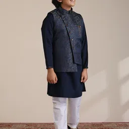 Manyavar Boys Regular Kurta and Pyjamas with Jacket image 3