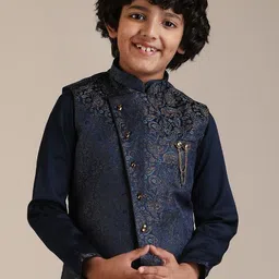 Manyavar Boys Regular Kurta and Pyjamas with Jacket image 2