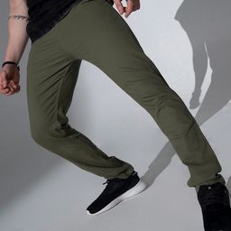 Hubberholme Men Olive Slim Fit Solid Regular Chinos-image-12