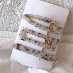 Jewels Galaxy Women White & Blue Set of 3 Alligator Hair Clips-31
